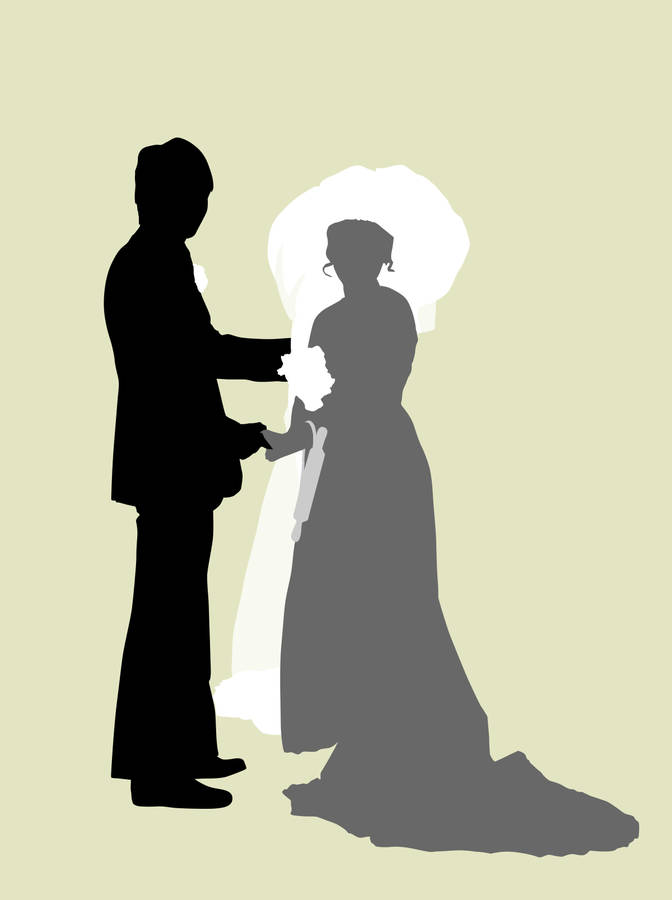 672x900 Wedding Silhouette Personalised Print By Betsy Benn