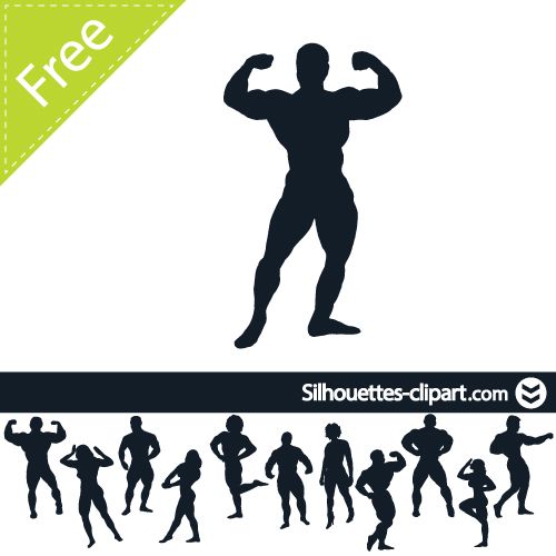 500x500 Bodybuilder Vector Silhouette Silhouettes Clipart Weight