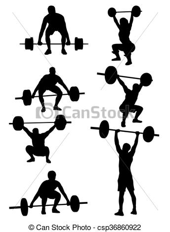 344x470 Weightlifter Silhouettes, Art Vector Design Vector Illustration