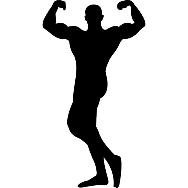 626x626 Male Bodybuilder Silhouette Flexing Muscles Icons Free Download