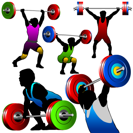 425x425 Weightlifting Silhouettes Vector