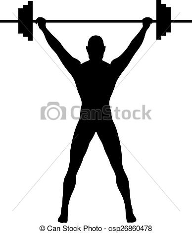 388x470 A Silhouette Of A Weightlifter Pressing Weights Vectors