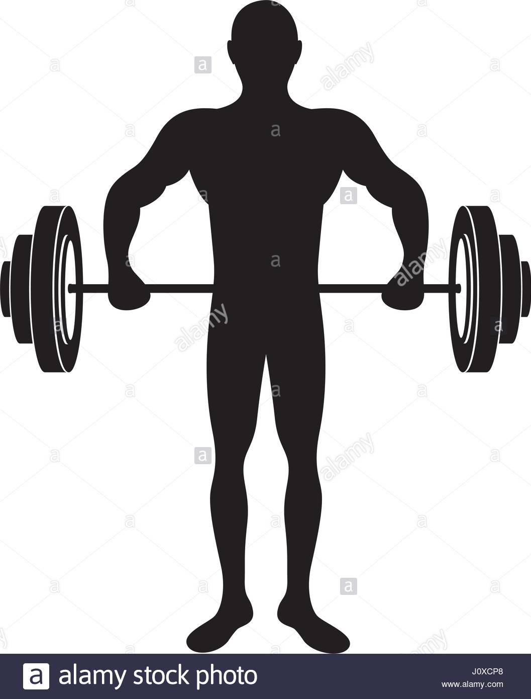 1057x1390 Black Silhouette Muscle Man Lifting A Disc Weights Stock Vector
