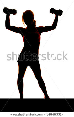 300x470 Silhouette Skinny Girl Lifting Weights Free Clipart