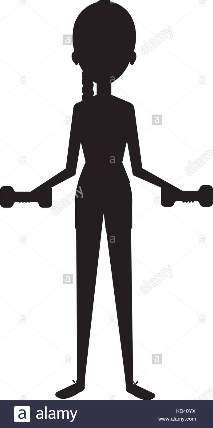 693x1390 Woman Silhouette Lifting Weights Character Vector Illustration