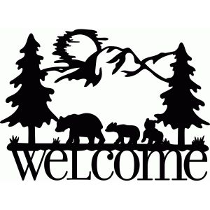 300x300 Welcome Sign Bear Family Silhouette Design, Silhouettes And Bears