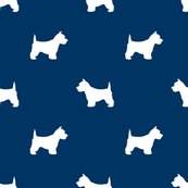 173x173 Westie West Highland Terrier Dog Silhouette Navy Fabric