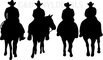 355x209 Cow Boys Western Horses Horse Riders Silhouette Wall Lettering