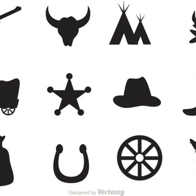 650x650 Free Vector Silhouette Wild West Icons Vector