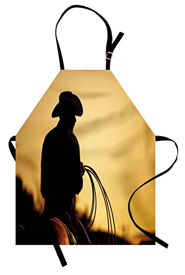 371x550 Western Apron By Lunarable, Cowboy With Lasso