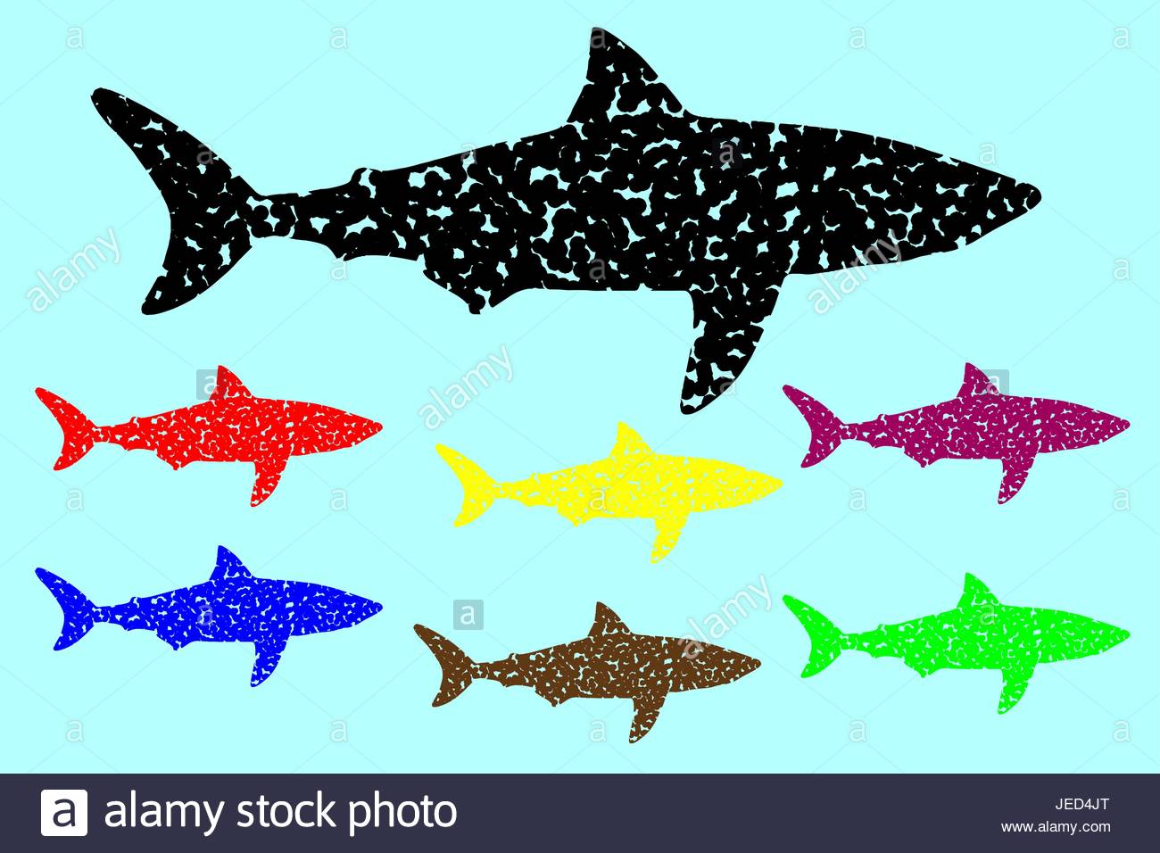 1300x956 Shark Silhouette Vector, Silhouette Fish Color Set Stock Vector