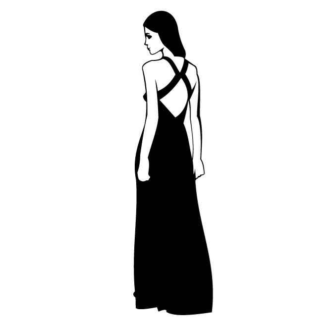 660x660 Woman In Black Dress Vector Clip Art