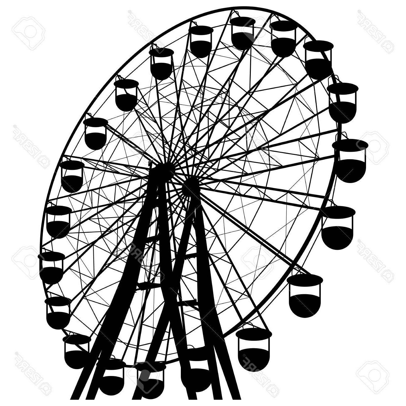 1300x1300 Silhouette Atraktsion Colorful Ferris Wheel Stock Vector