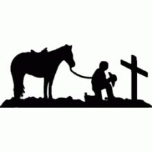 220x220 Kneeling Cowboy With Horse Praying Cowboy Silhouette