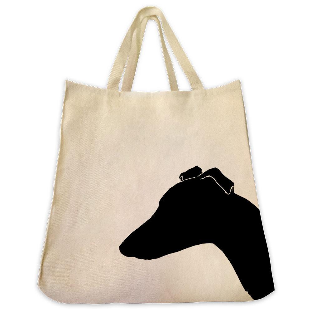 1001x1001 Whippet Silhouette Extra Large Reusable Cotton Canvas Tote Bag