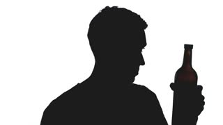 320x180 Sweden Silhouette Man Drinking Alcohol From Bottle, Blue Sky