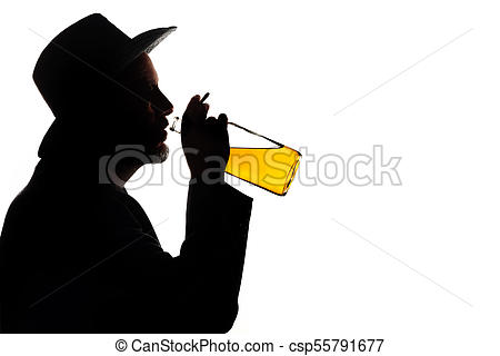 450x320 Silhouette Of A Drinking Man With A Bottle Of Whiskey Picture