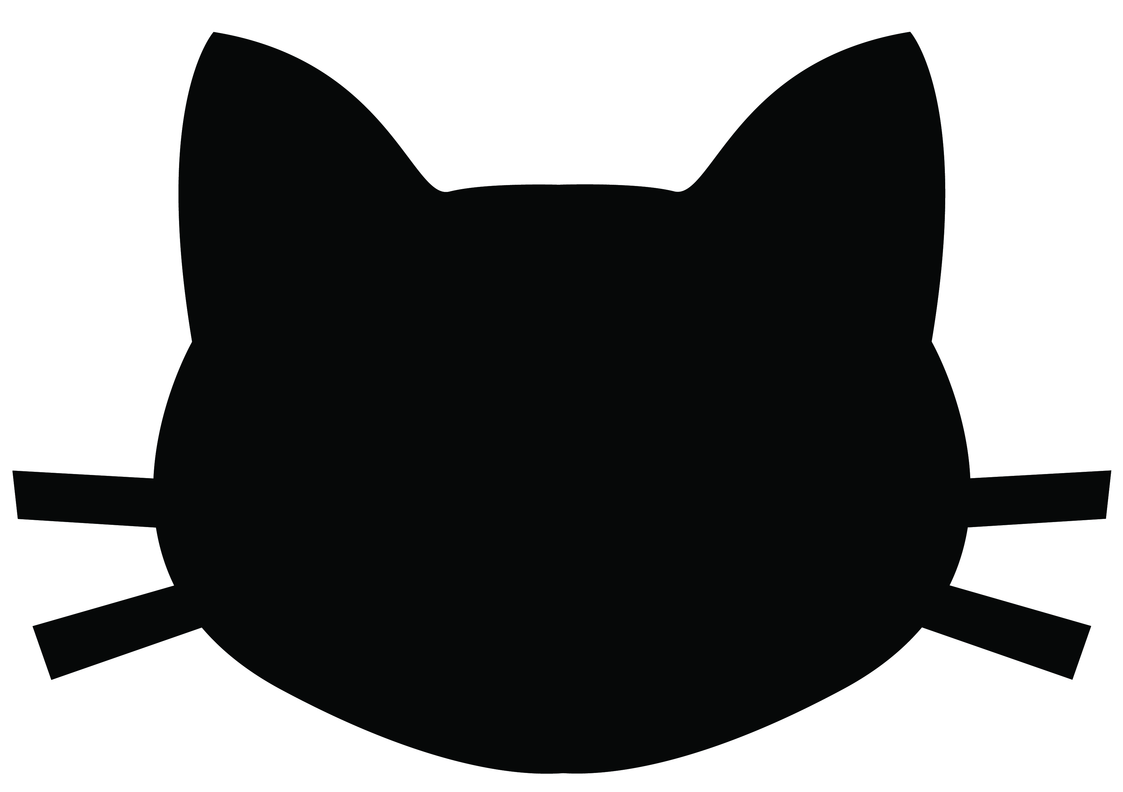 3600x2538 Free Black And White Cat Head Outline Clipart