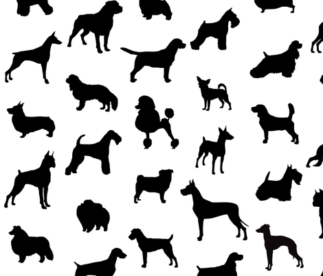 470x403 Mod Dog Silhouettes Black On White Large Scale Wallpaper