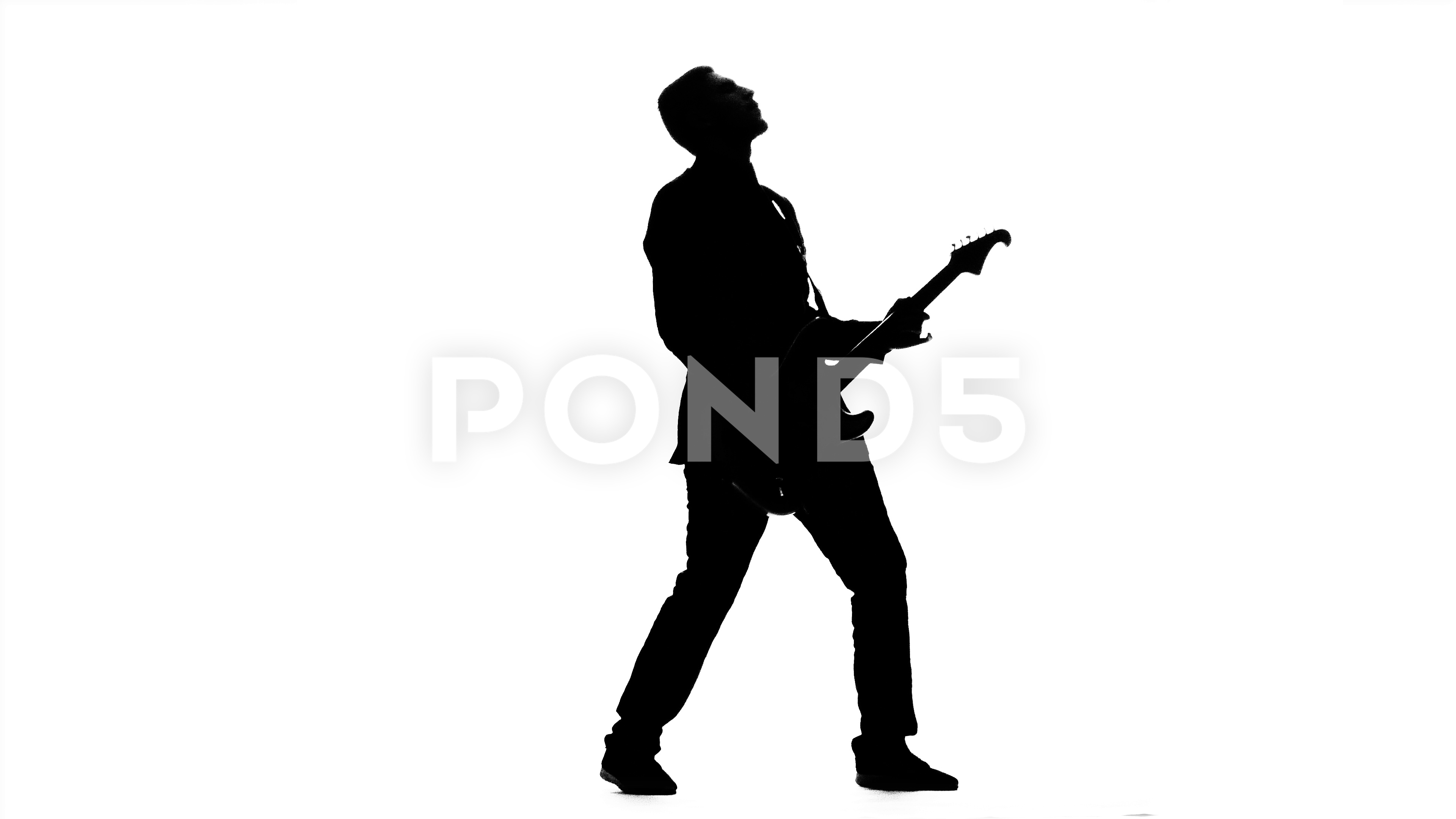 3840x2160 Guitarist Plays Bass Guitar. Silhouette. Studio ~ Footage