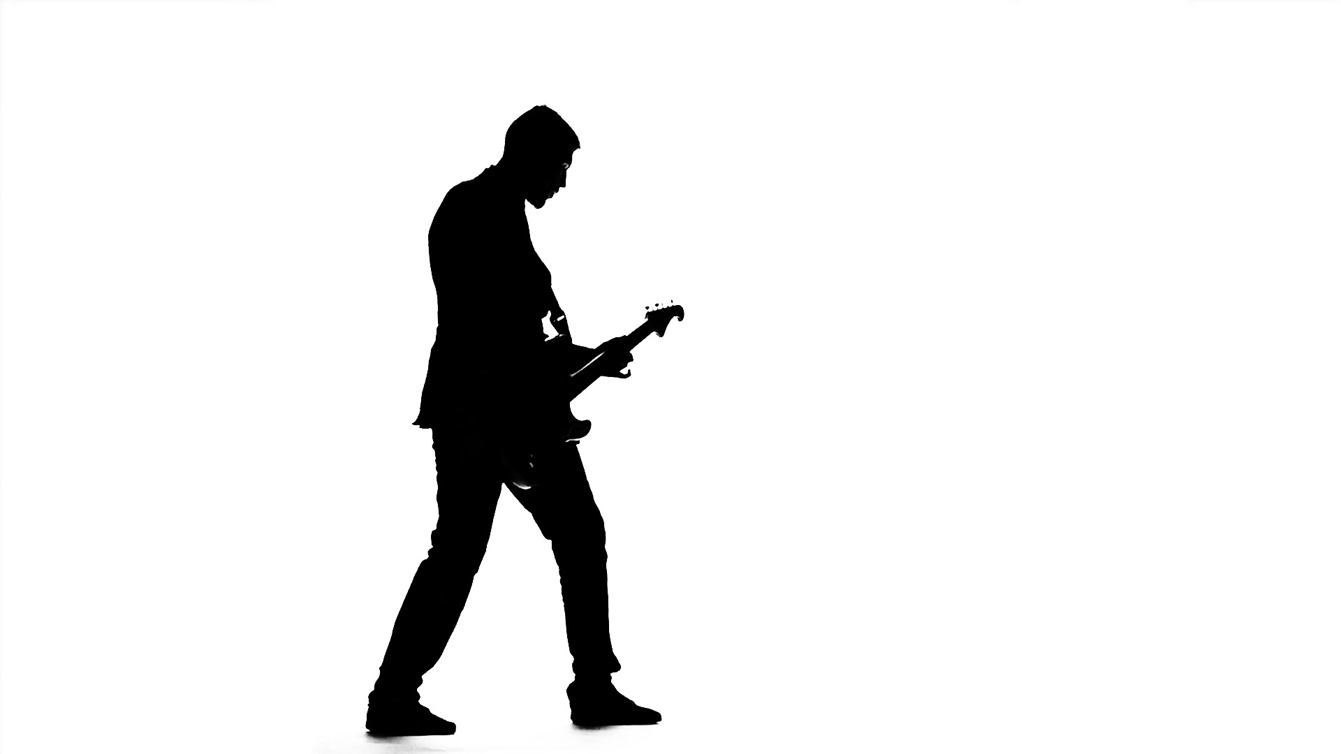 1920x1080 Man Plays The Melody On The Guitar. Silhouette. Slow Motion