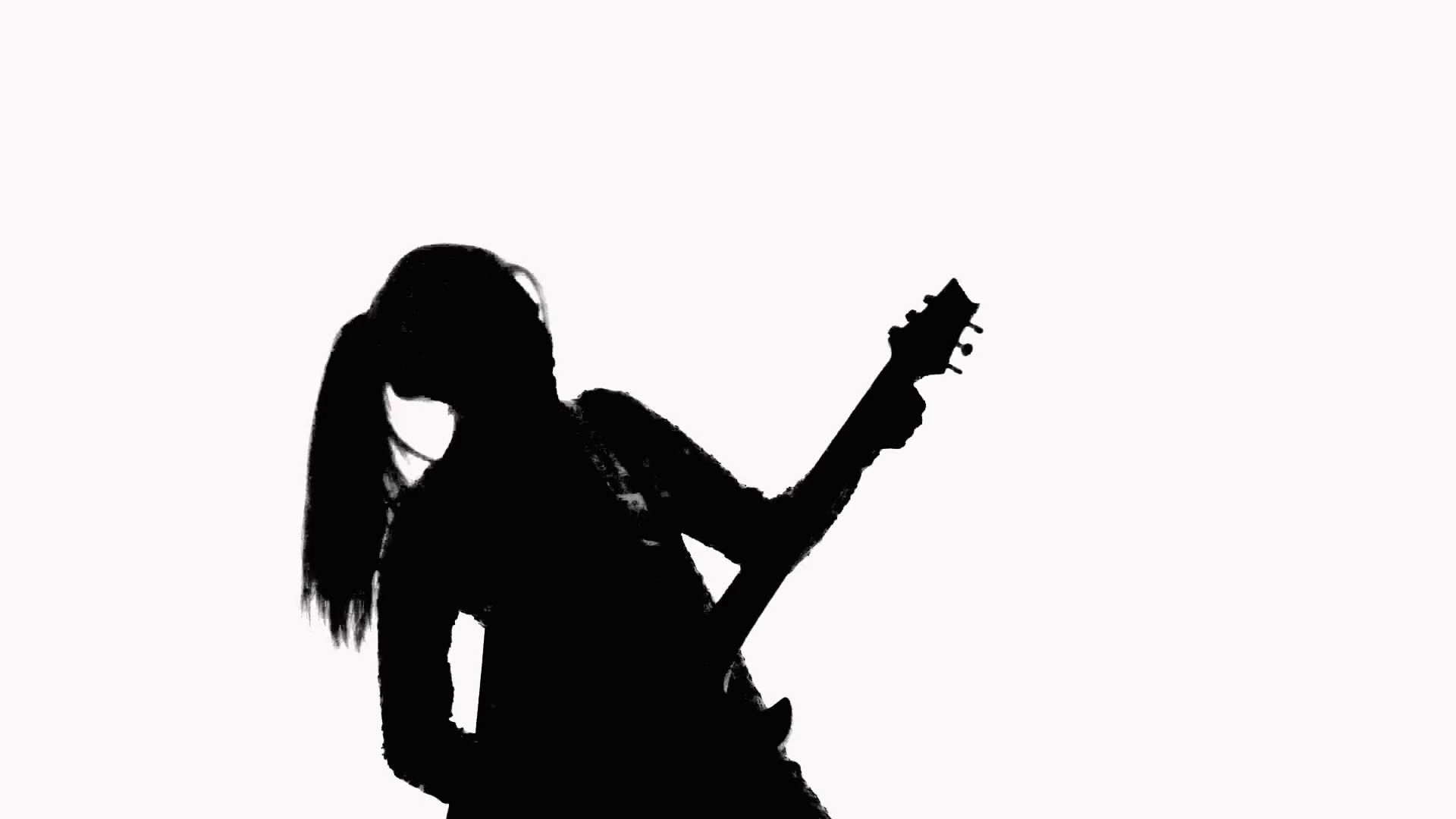 1920x1080 Silhouette Of A Girl Who Plays The Guitar. On A White Background