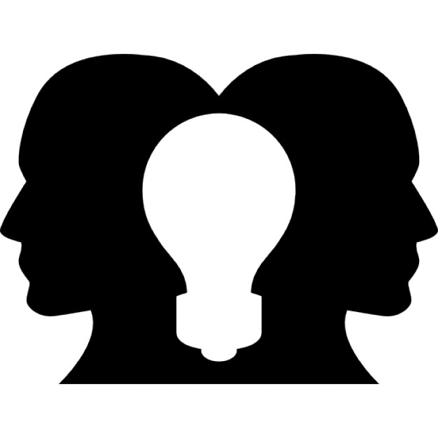 626x626 Two Heads Silhouettes Looking To Opposite Sites With A Lightbulb