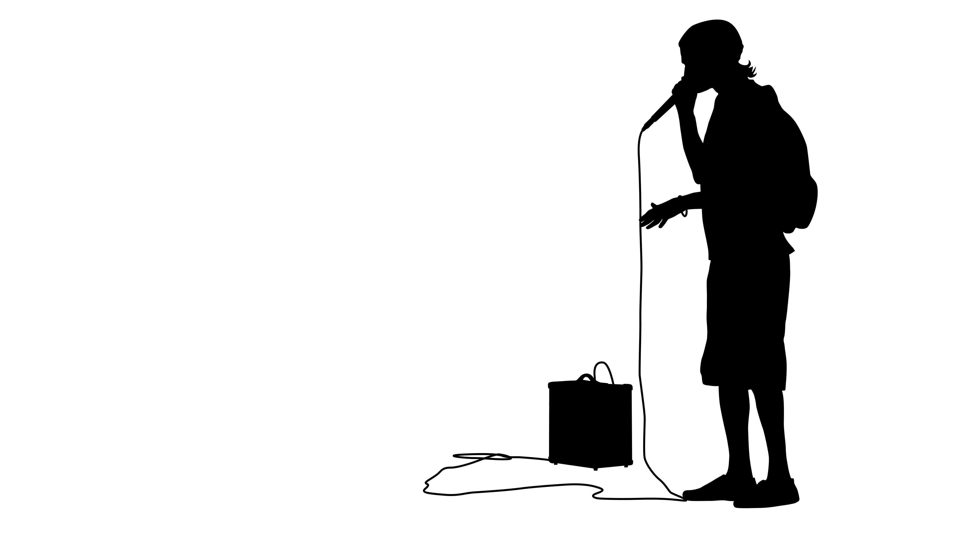 4096x2304 Silhouette Of The Guy Beatbox With A Microphone. White Screen