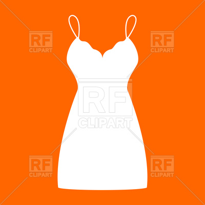 400x400 Dress White Silhouette On Orange Background Royalty Free Vector