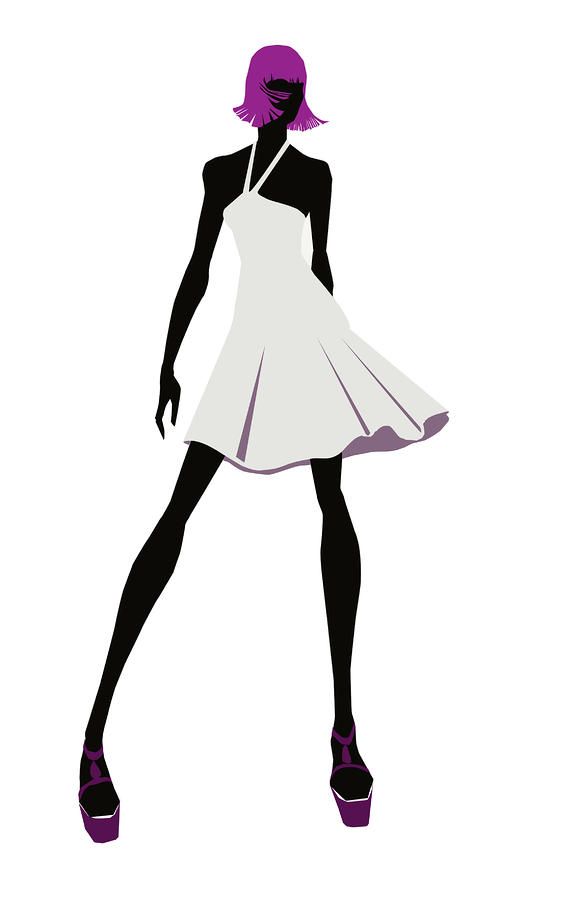 582x900 Dress Silhouettes White Dress With Black Silhouette Digital Art