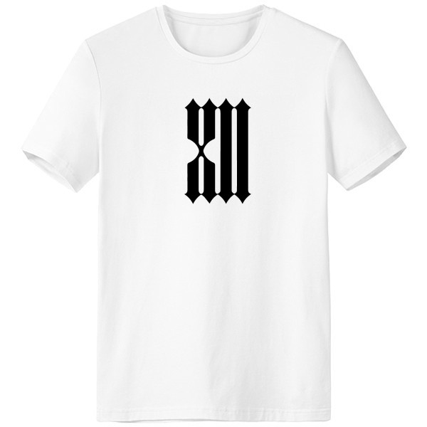 600x600 Roman Numerals Twelve In Black Silhouette Crew Neck White T Shirt