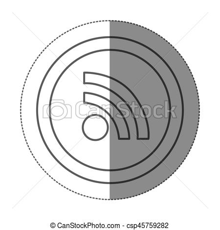450x470 Sticker Silhouette Circular Frame With Silhouette Wifi Icon