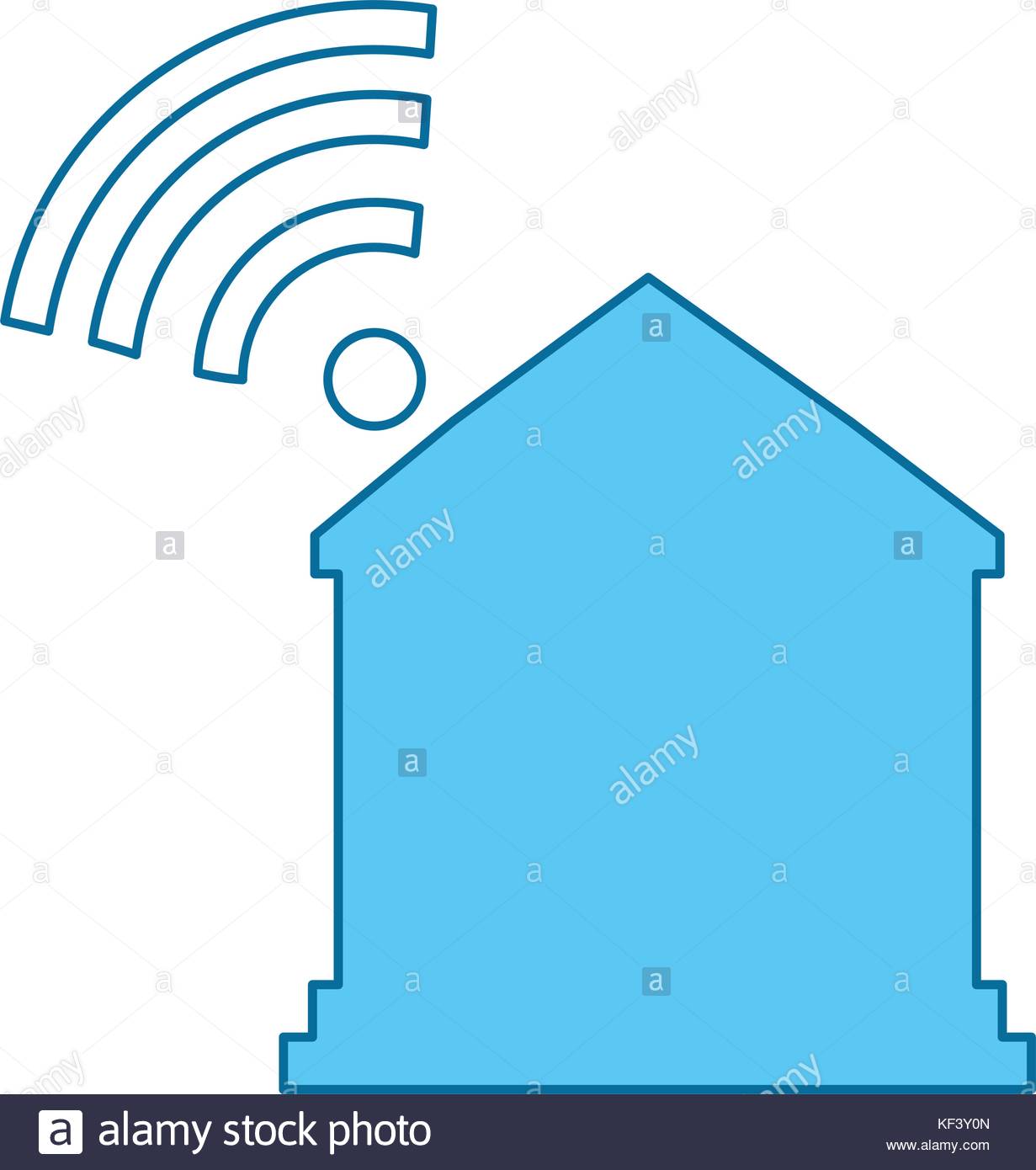 1231x1390 House Silhouette With Wifi Signal Vector Illustration Design Stock