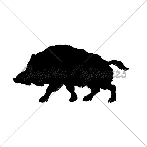 500x500 Silhouette Of The Wild Boar Isolated On White Puppets