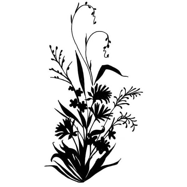 600x600 Wildflower Silhouette Rubber Stamp