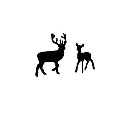 440x395 Mini Buck And Doe Lovers Deer Silhouette Rubber Stamp Set