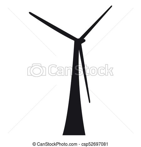 450x470 Isolated Windwill Silhouette On A White Background, Vector