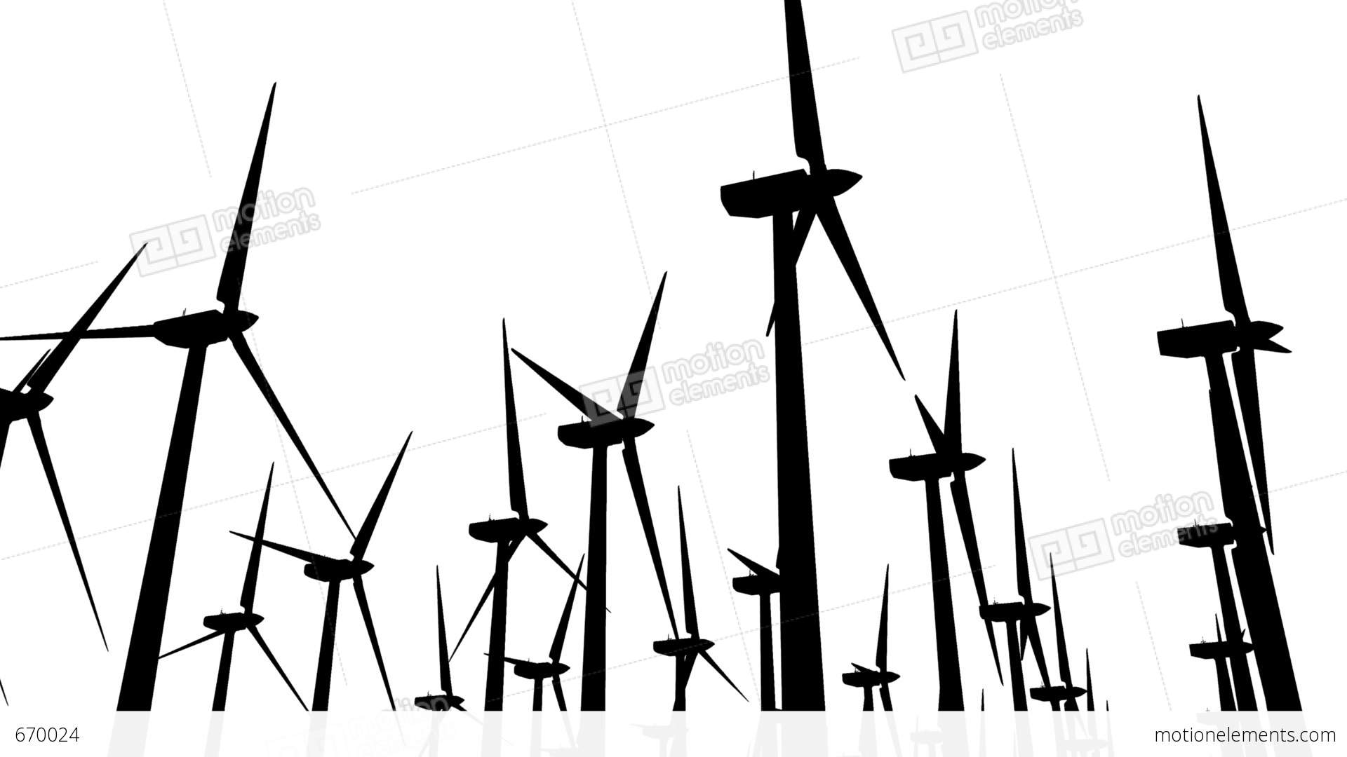 1920x1080 Wind Turbines Silhouette 04 Loop Stock Animation 670024