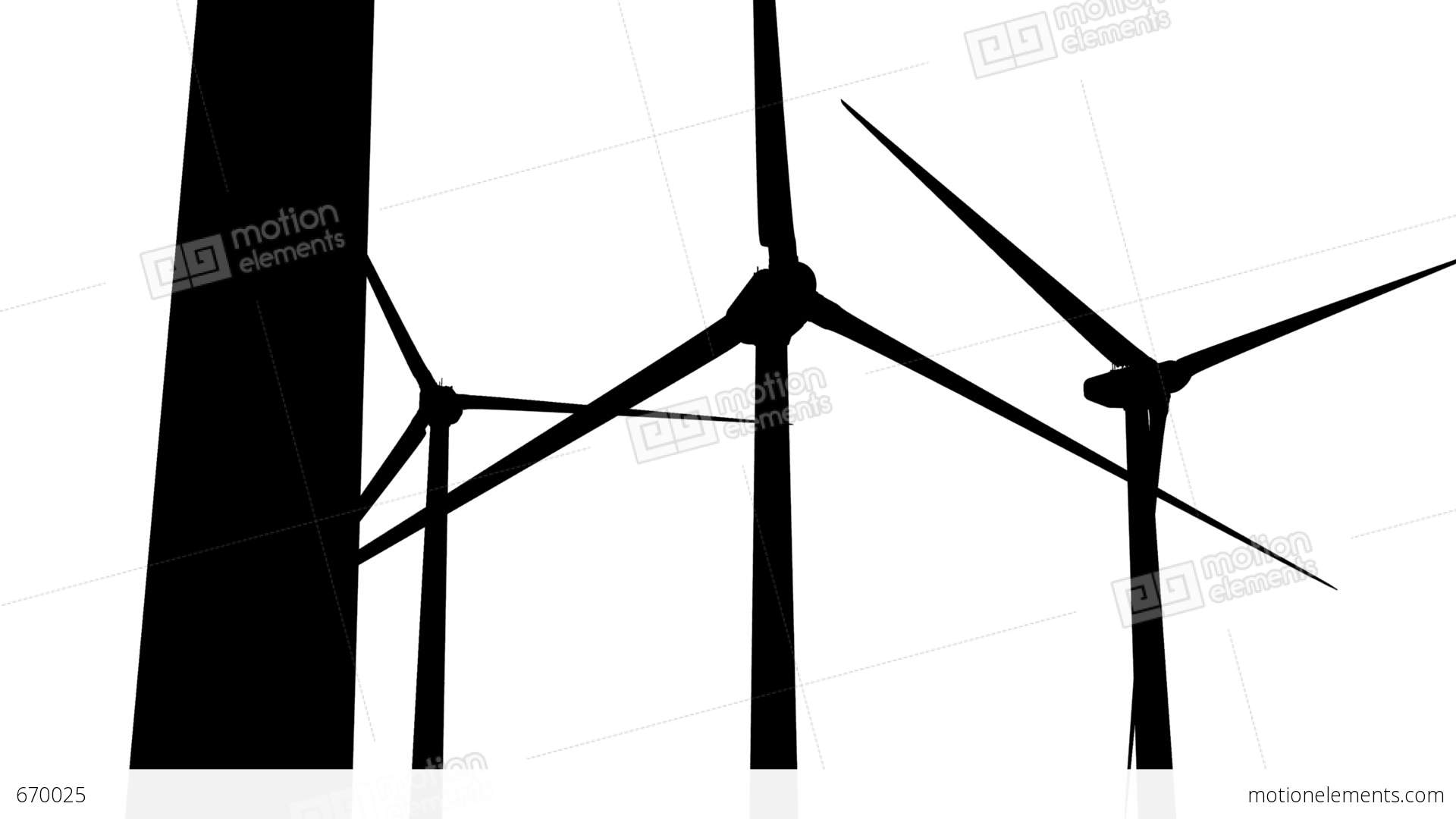 1920x1080 Wind Turbines Silhouette 05 Loop Stock Animation 670025