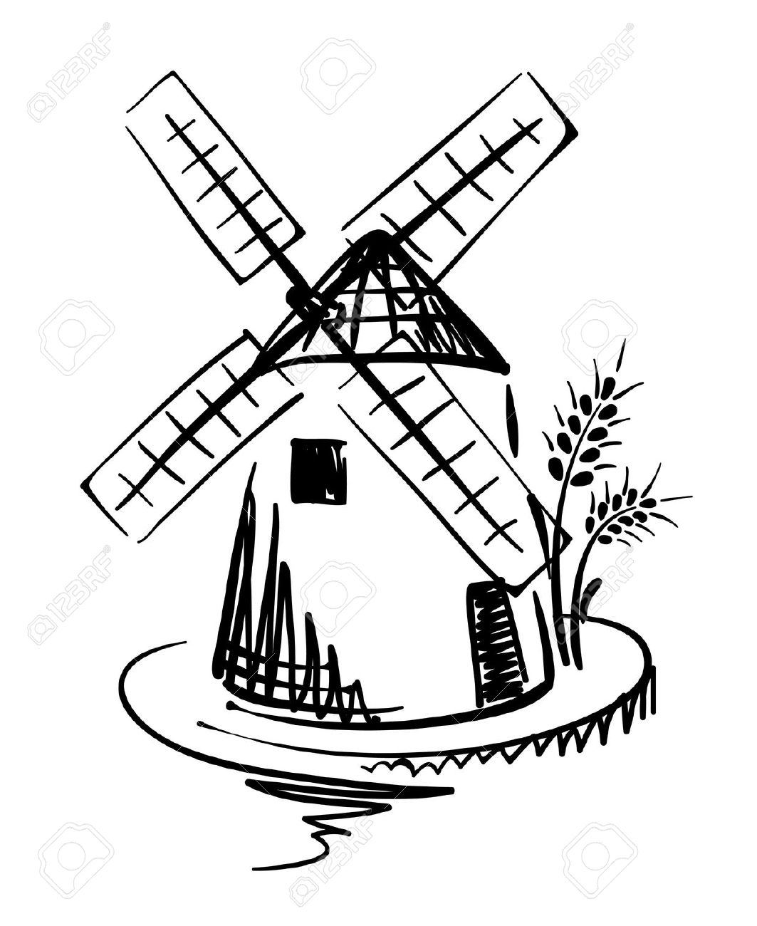1063x1300 Windmill Clipart Black And White