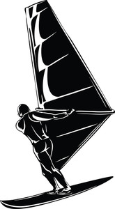 165x300 Vector Wind Surfer Silhouette Royalty Free Stock Image