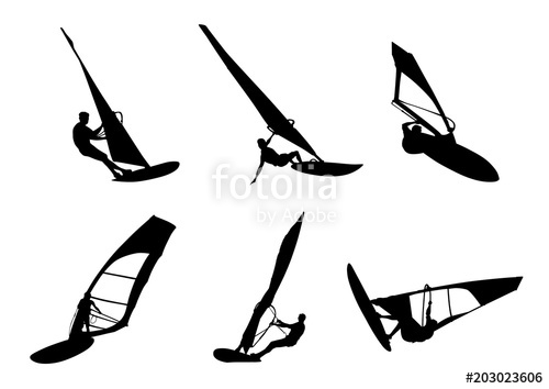 500x354 Windsurfing Silhouette Stock Image And Royalty Free Vector Files