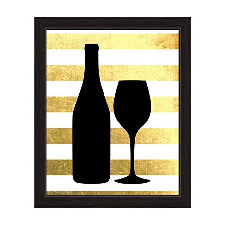 463x463 Matte Non Metallic Gold And White Striped Black Wine