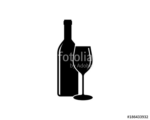 500x400 Black Bottle And Glass Beer For Bar Or Cafe Or Restaurant Symbol