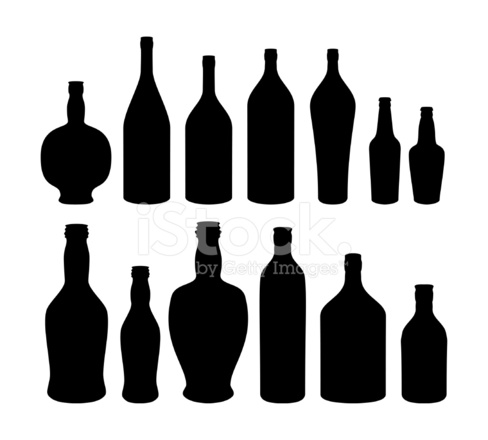 488x440 Bottles Silhouette Stock Vector