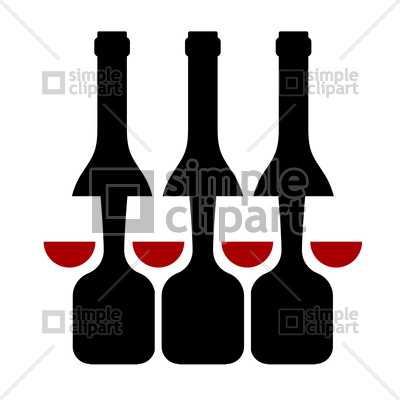 400x400 Row Of Wine Bottles And Glass Silhouette Vector Image