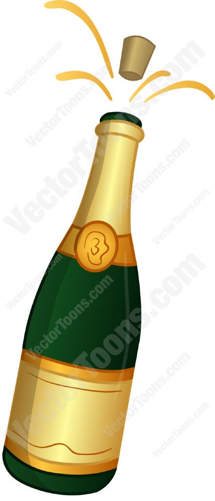 440x1024 Champagne Bottle With The Cork Popping Out Cartoon Clipart