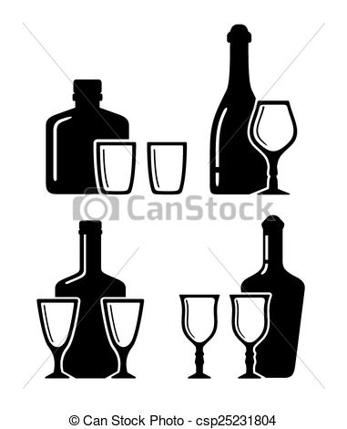 381x470 Set Alcohol Beverage Icons With Bottle And Glass On White