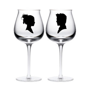 300x300 New 2 Bride Groom Silhouette Couple Wine Glass Vinyl Stickers