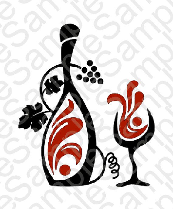 570x688 Wine Bottle And Glass Svg And Dxf Cut Files Svg Files
